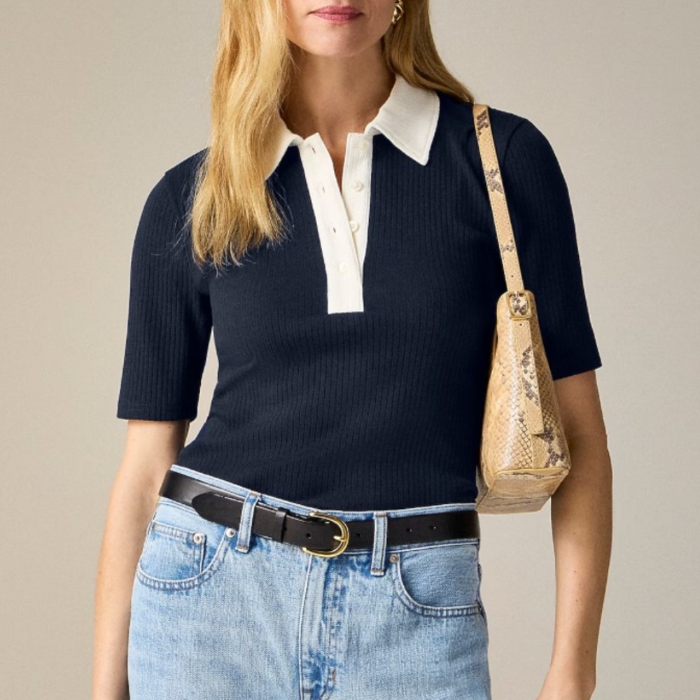 J Crew Premium rib short-sleeve polo shirt